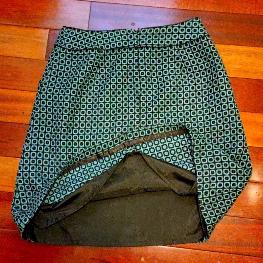 Worthington teal and brown wool skirt size 6